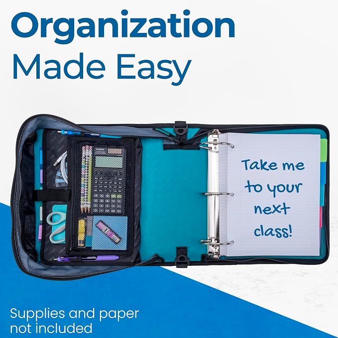 Case-it Mighty Zip Tab School Zipper Binder | 3-Inch O-Rings, 600-Sheet Capacity - Image 7