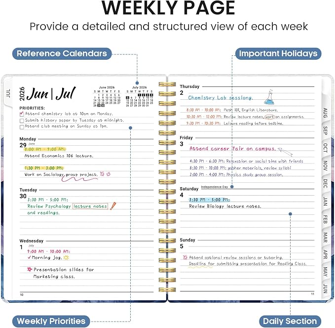 Planner 2026-2027, Academic Monthly and Weekly Calendar Planner - Image 3