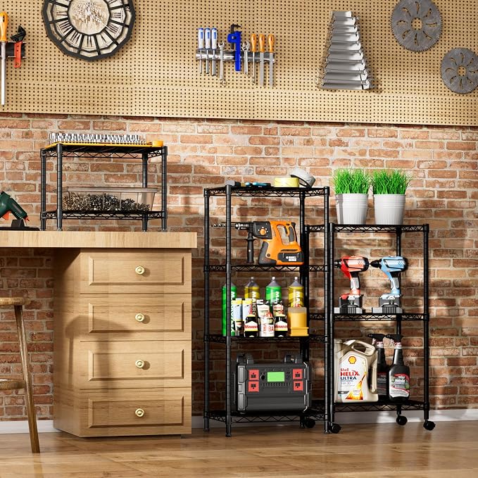 SINGAYE Small Wire 2 Shelves Pantry Metal Shelf Floor Organizer Under Desk | - Image 6