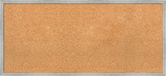 Amanti Art Natural Cork Board for Wall, 17x37 Vision Board with White Frame, Medium Corkboard Office Decor for Home Organization, Cottage Corkboard Pinboard to Display Items for Home Organization in-DeskLoop Office