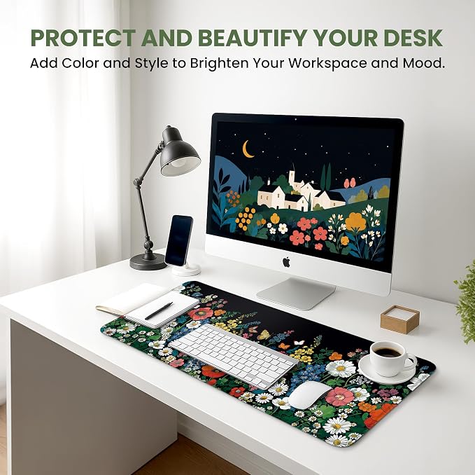 Aesthetic Desk Mat, Cute Botanical Floral Desk Pad Protector - Image 6