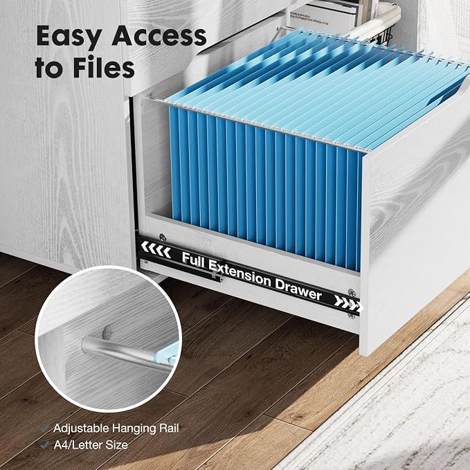 DUMOS File Cabinet with 3 Drawers, Wood Under Desk Storage Printer Stand | - Image 7