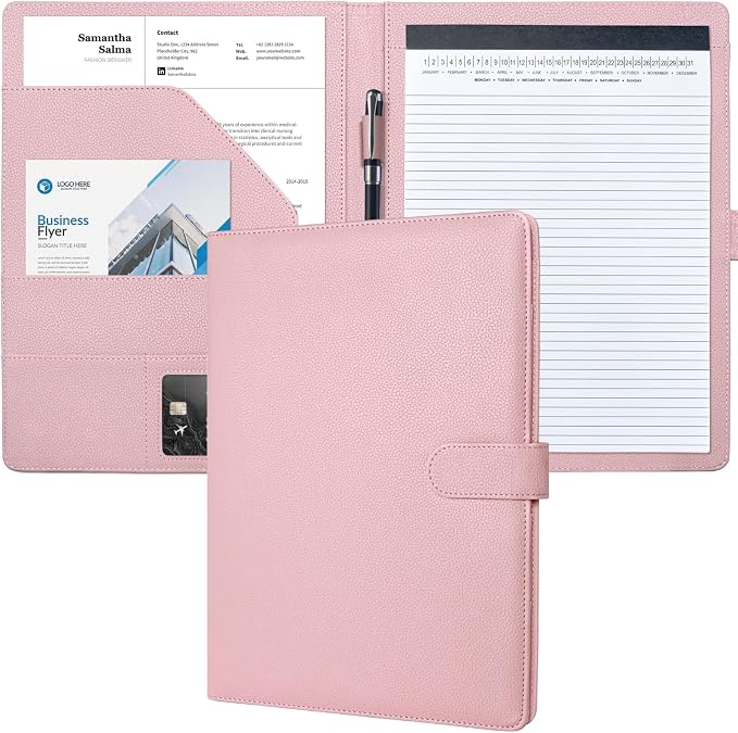 Mymazn Padfolio Portfolio Folder, Faux Leather Interview Resume Folder by Mymazn