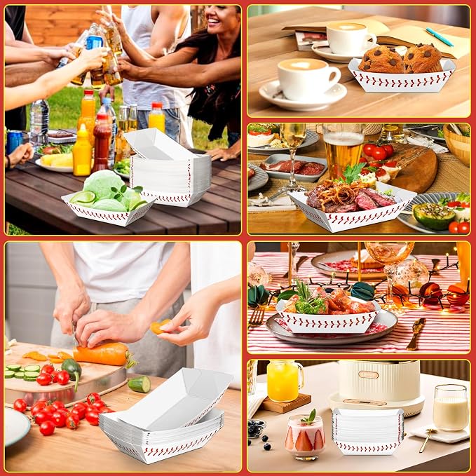50 Pack 1 Lb Paper Food Boat Trays, Baseball Birthday Decorations Baseball - Image 6