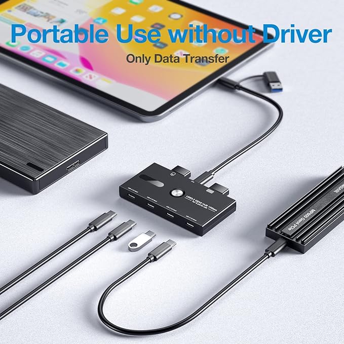 10Gbps USB C Hub, 6 Ports USB C Splitter, Type-C and USB 3.2 to USB C Hub for PC, Laptop, MacBook Pro/Air, iMac, Surface Pro, Chromebook, Etc(HUB ONLY, Not Support Charging/Monitor)-DeskLoop Office
