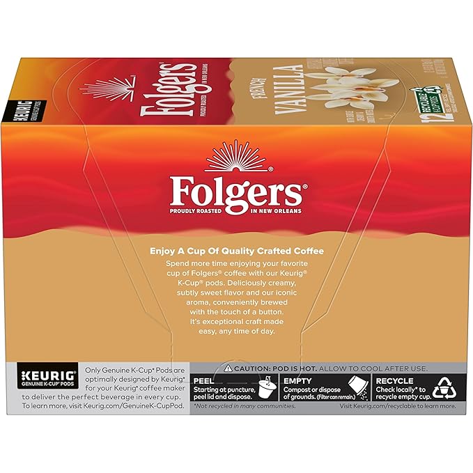 Folgers French Vanilla Flavored Coffee, 72 Keurig K-Cup Pods (Packaging May Vary)-DeskLoop Office