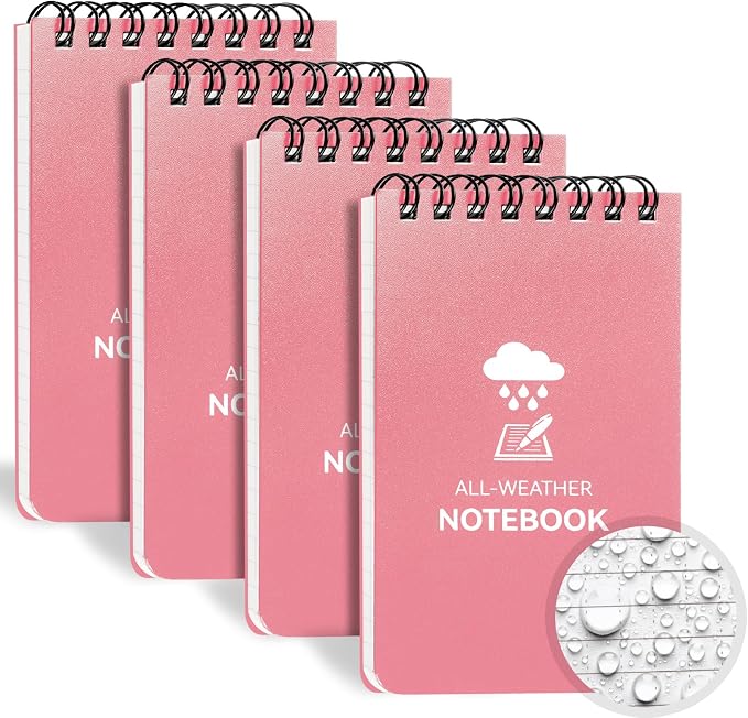 COIDEA Waterproof Notebook, 4 Pack Top-Spiral Pocket Notepad, All Weather by COIDEA