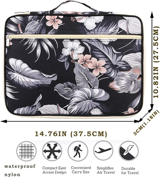 JAKAGO A4 Travel Portfolio Multifunctional Document Organizer Zippered Case - Image 3