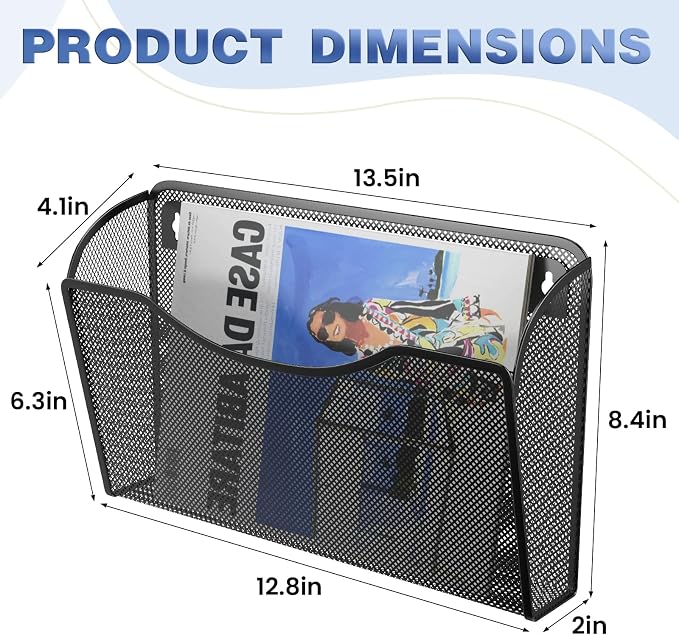 MINDEPOT Wall File Organizer, Hanging Wall Mounted File Folder Holder Mail - Image 2
