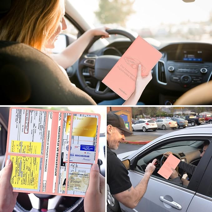 TILDOSAC Car Registration & Insurance Card Holder Leather Auto Glove Box - Image 9