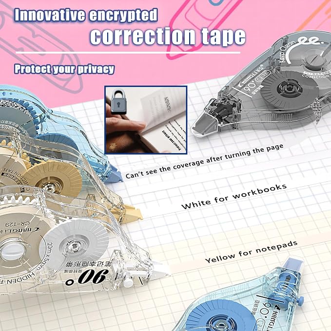 CHANGLi White Correction Tape, Secure Correction Tapes, 90° Rotating Tip - Image 3