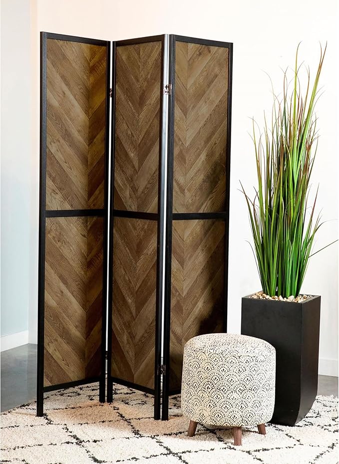 NicBex Room Divider 3 Panel Room Dividers with Herringbone Pattern Partition Room Dividers and Folding Privacy Screens Wall Divider for Home, Room Separation,52"W x 0.75"D x 70.25"H, Rustic Tobacco-DeskLoop Office