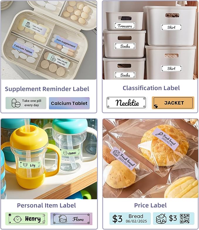 ORGSTA S001 Label Maker Machine with Tape, Portable Bluetooth Label Maker for Home and Office Organization, Thermal Label Printer Mini Sticker Maker with Multiple Templates, White-DeskLoop Office