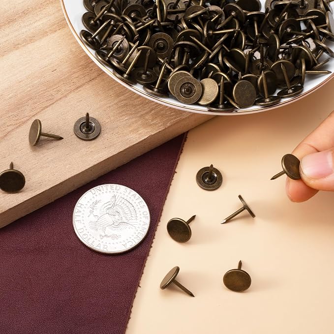 120pcs Flat Head Thumb Tacks for Wall, Bronze Heavy Duty Upholstery Push Pins - Image 3