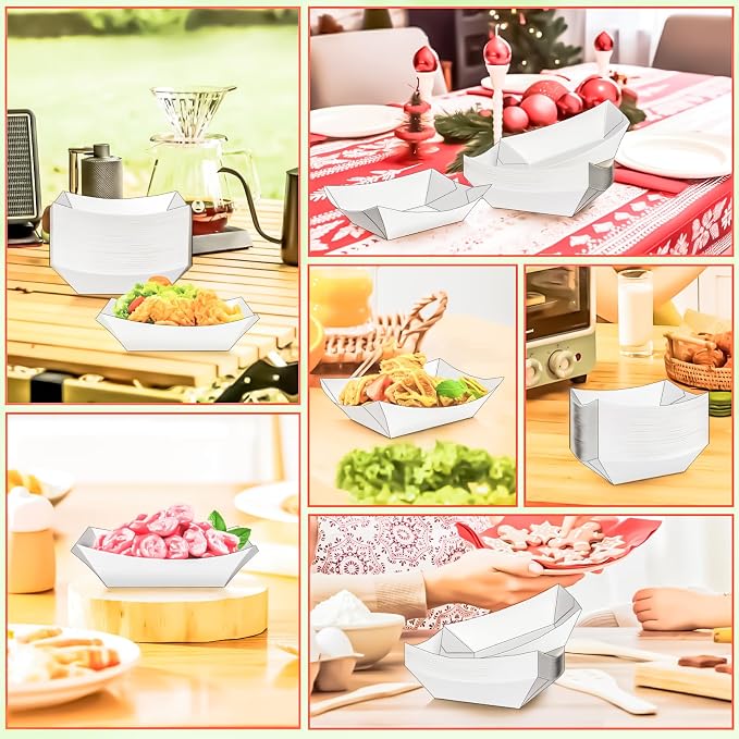 50 Pack 2Lb Paper Food Boat Trays Disposable Paper Boat Plate Containers - Image 5