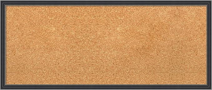 Amanti Art Natural Cork Board for Wall, 13x31 Vision Board with Black Wood Frame, Medium Corkboard Office Decor for Home Organization, Traditional Corkboard Pinboard to display items for home-DeskLoop Office