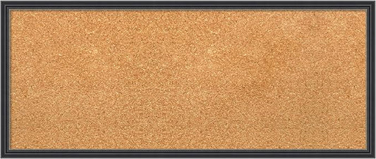 Amanti Art Natural Cork Board for Wall, 13x31 Vision Board with Black Wood Frame, Medium Corkboard Office Decor for Home Organization, Traditional Corkboard Pinboard to display items for home-DeskLoop Office