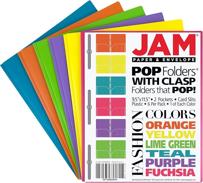 JAM PAPER Plastic Color POP Folders - Image 2