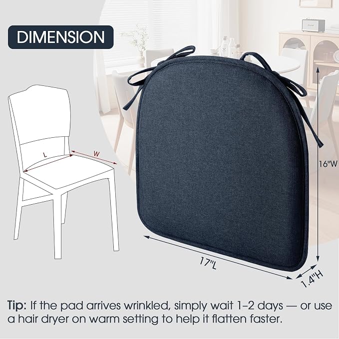 TushGuard Chair Cushions, 4 Pack Memory Foam Chair Pads, Thin Seat Cushion - Image 5