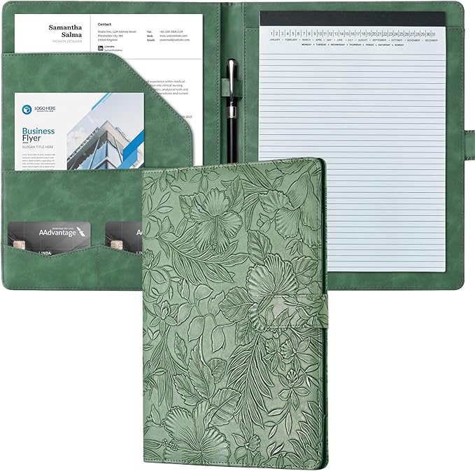 Mymazn Padfolio Portfolio Binder, Faux Leather Interview Resume Folder by Mymazn