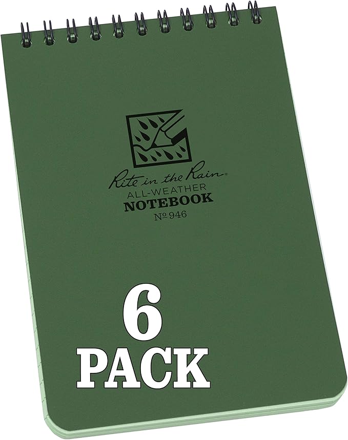 Rite in the Rain Weatherproof Top Spiral Notebook, Universal Pattern, 6 Pack by RiteintheRain