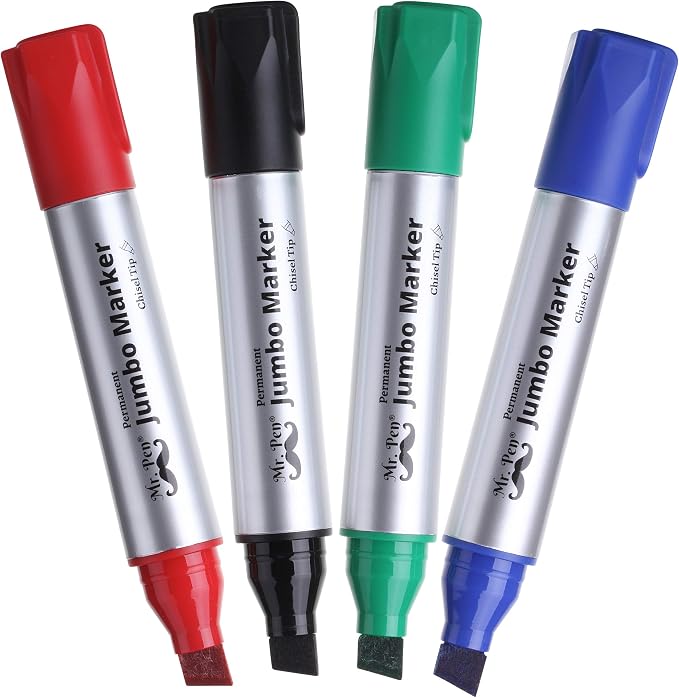 Mr. Pen- Jumbo Permanent Markers, 4 Pack, Chisel Tip | Wide Tip, Thick - Image 8