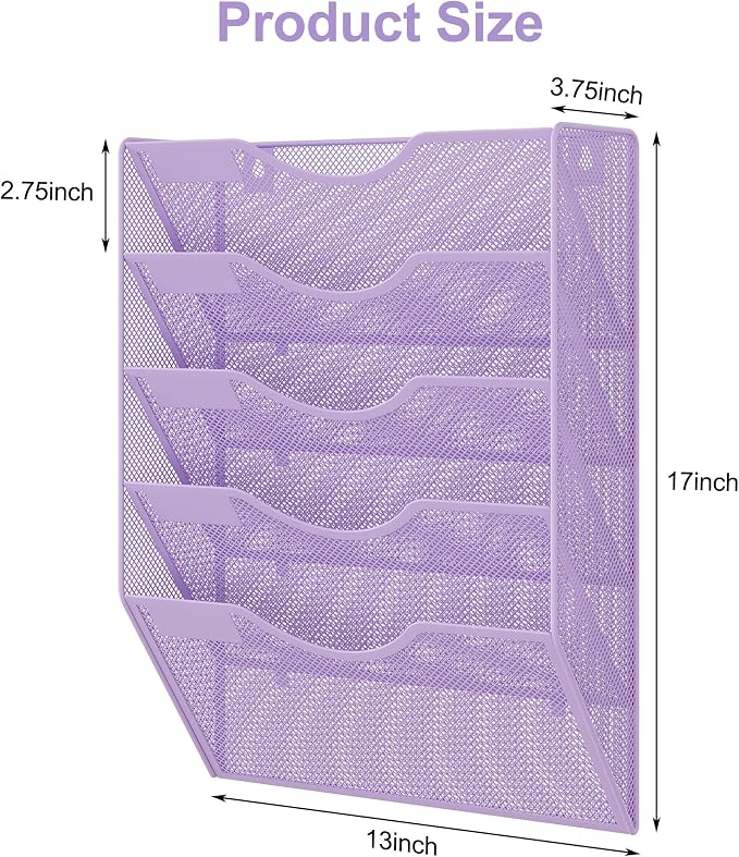 EasyPAG 5 Pocket Mesh Wall File Organizer, Hanging Paper Folder Holder - Image 7