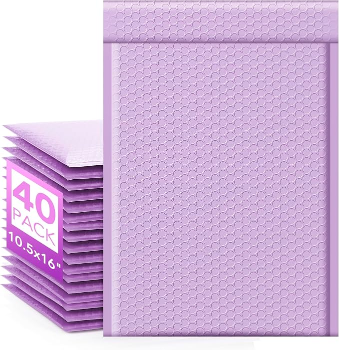 Fuxury Large Bubble Mailers 10.5x16" 40 Pack Self Seal Padded Envelopes by Fuxury
