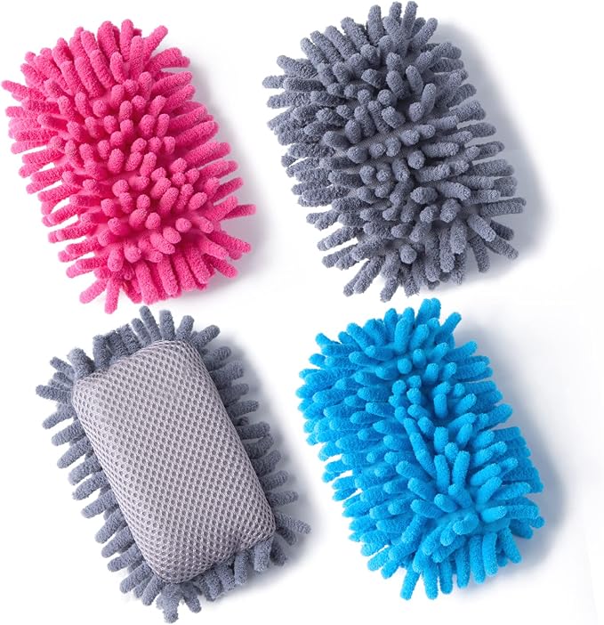 4 Pieces Microfiber Shag Whiteboard Eraser Shag Washable Dry Eraser Board Eraser by EEOYU