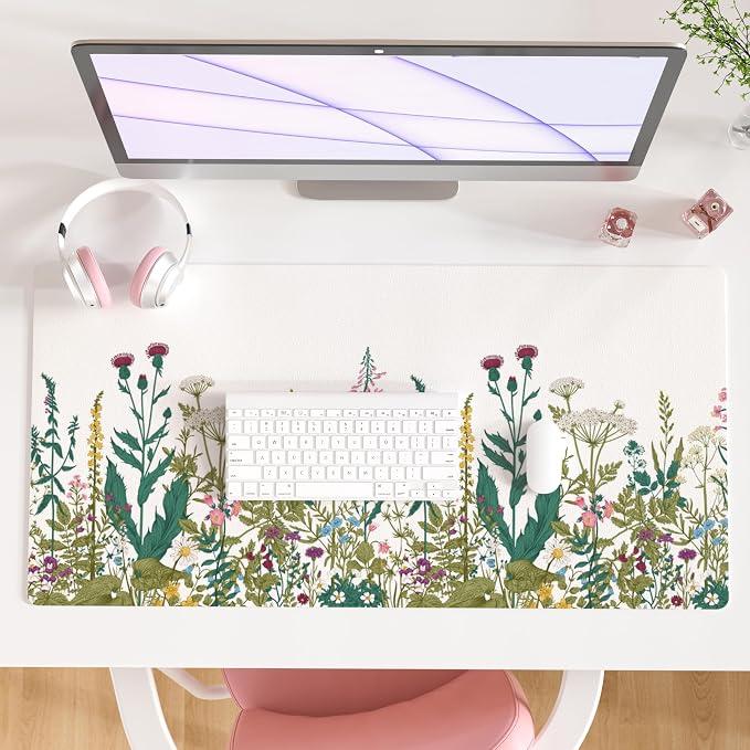 QIYI Large Mouse Pad, Floral Desk Mat by QIYI