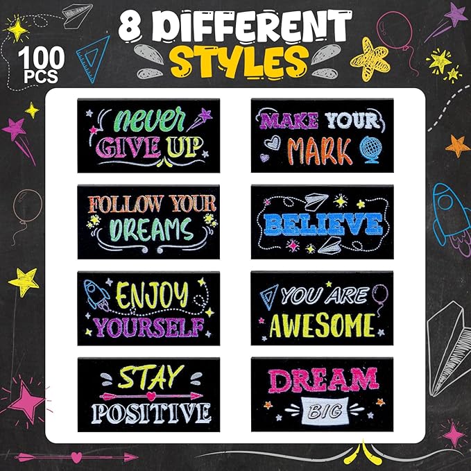 100 Pcs Inspirational Pencil Erasers Bulk for Kids Fun Motivational Eraser School Supplies Back to School Office Supplies for Classroom Office Teacher Artists (Colorful Chalkboard)-DeskLoop Office