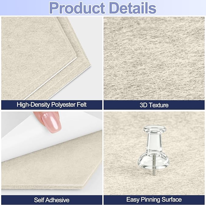 8PCS Hexagon Cork Board Tiles, Self-Adhesive Felt Bulletin - Image 3