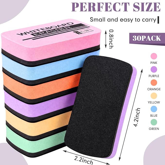 Outus 12 Pcs White Board Erasers Bulk Magnetic Dry Erase Erasers Assorted Color - Image 2