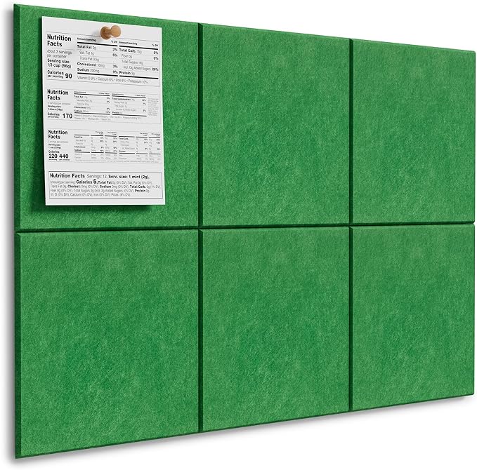 MaxGear Felt Bulletin Board 36" x 24", 6 Pack Emerald Green Felt Wall Tiles | by MaxGear