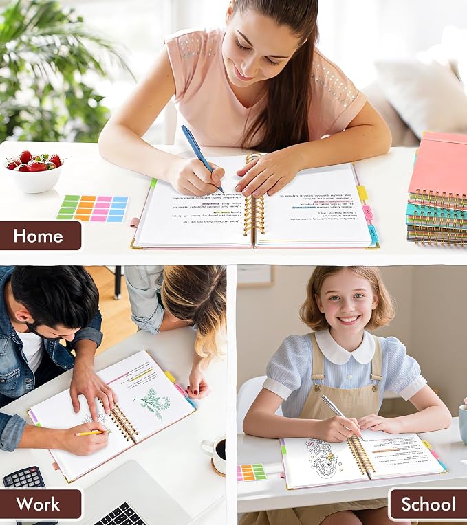 5 Subject Blank Notebook with Removable Dividers Tabs, 300 Pages Hardcover - Image 7
