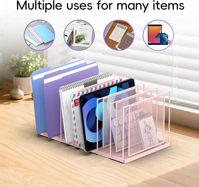 File Organizer for Desk, 7-Section Vertical File Sorter, Paper Holder Organizer - Image 4