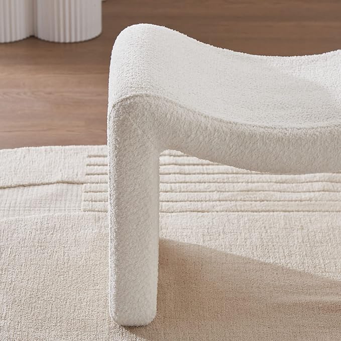 Large Footstool Ottoman, Multi-Functional Modern Foot Stool, Sofa Footrest Extra Seating for Living Room, Entryway, Hallways and Bedrooms, Large, White-DeskLoop Office
