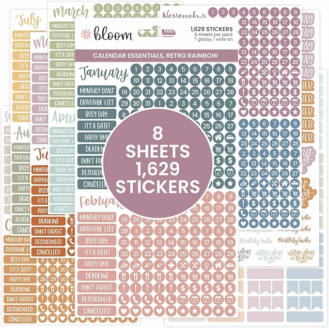 bloom daily planners Calendar Essentials Planner Stickers by bloomdailyplanners