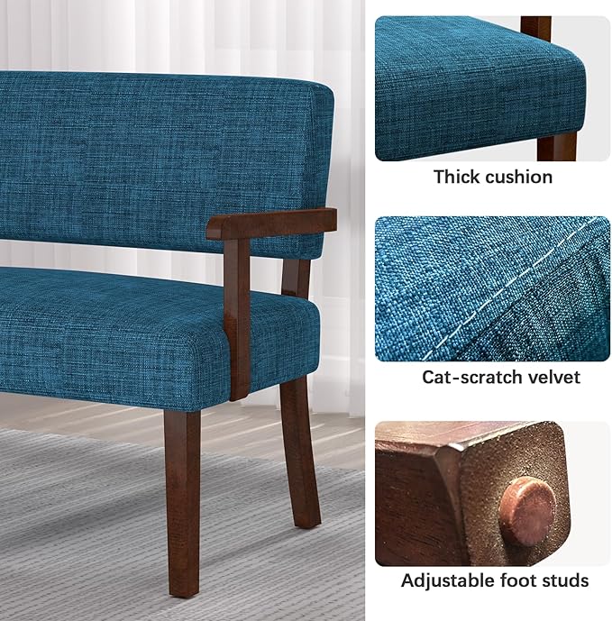 Accent Chair 2 Seat, Arm Chairs with Soft Seat and Armrests for Living Room, Love seat for Dining, Reading, and Waiting Rooms (Blue)-DeskLoop Office