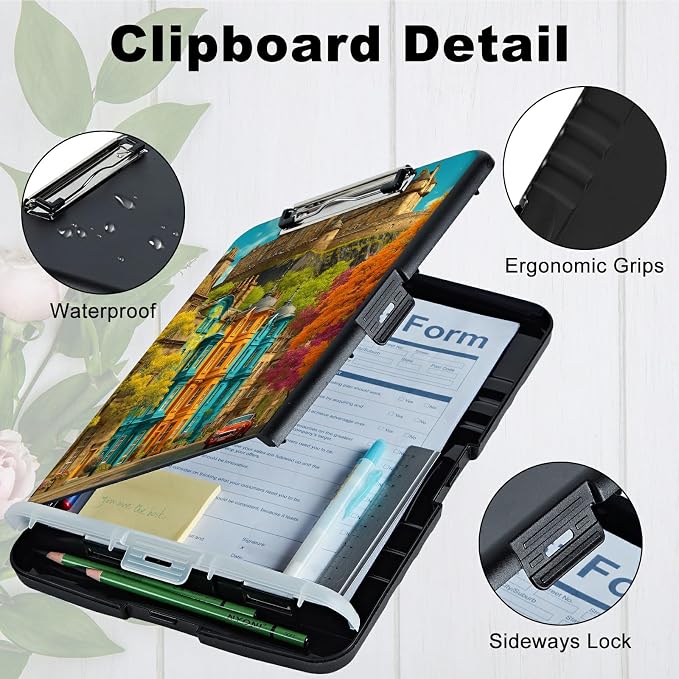 A4 Clipboard with Storage Pen Holder, Clipboards Organizer Nursing Clipboard - Image 3