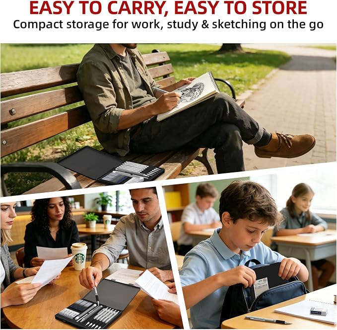 WUO 0.9mm Mechanical Pencil Set in Storage Case, 1 Eraser Pen, 12 Eraser Refills - Image 7