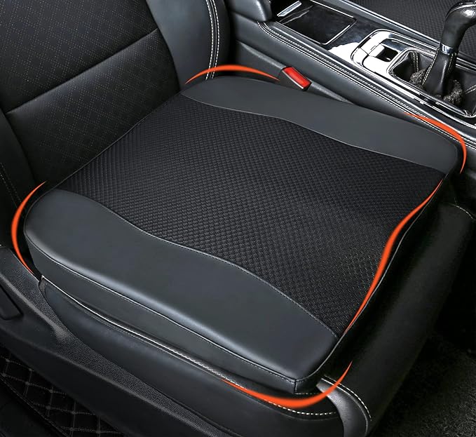 Car Seat Cushion, Comfort Memory Foam Car Cushions for Driving - Sciatica & Lower Back Pain Relief, Driver Seat Pillow for Auto, Office Chair, Wheelchair - Black-DeskLoop Office