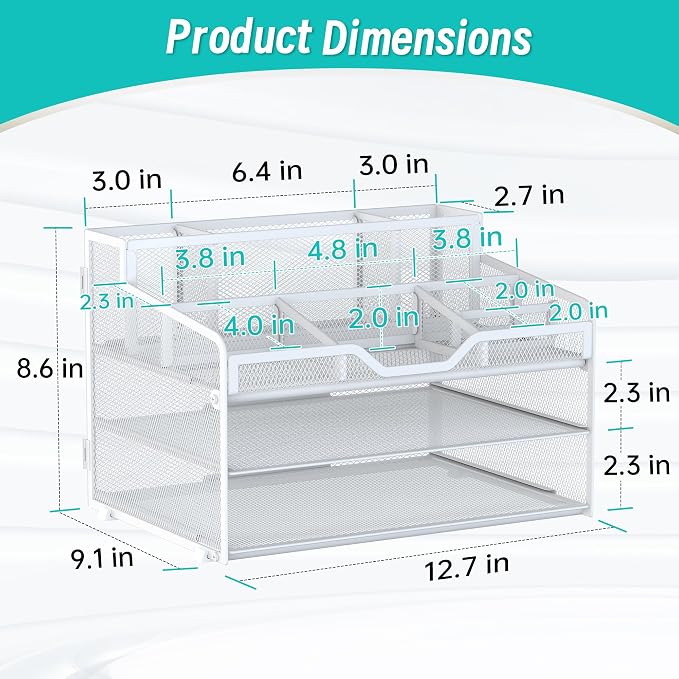 3 Tier Mesh Desk Organizer - Image 2