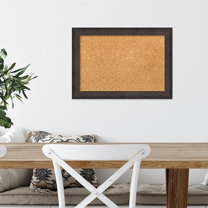 Amanti Art Natural Cork Board for Wall, 15x21 Vision Board with Black Wood Frame, Small Corkboard Office Decor for Home Organization, Modern Corkboard Pinboard to Display Items for Home Organization-DeskLoop Office