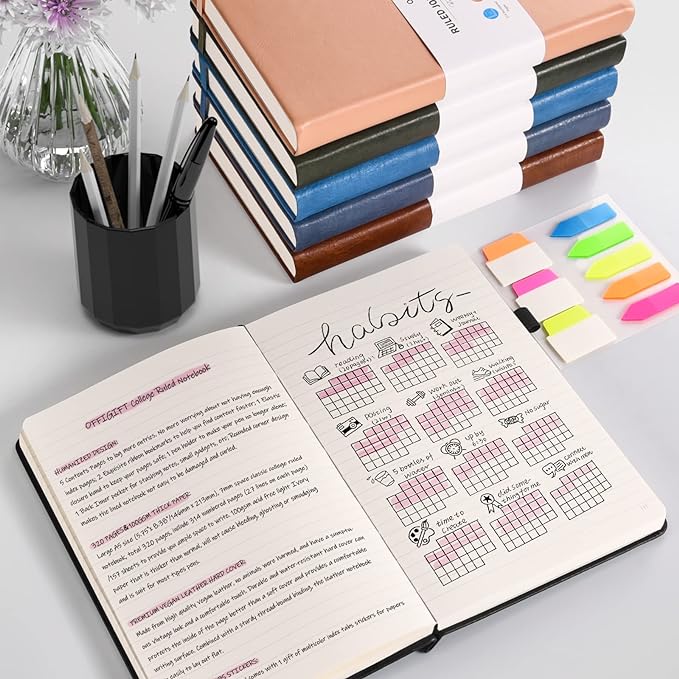 Lined Journal Notebook, Large A5 Hardcover Leather Journal, 312 Numbered Pages - Image 6
