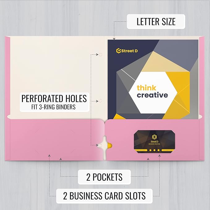 Better Office Products Two Pocket Portfolio Folders, Letter Size Paper Folders - Image 2
