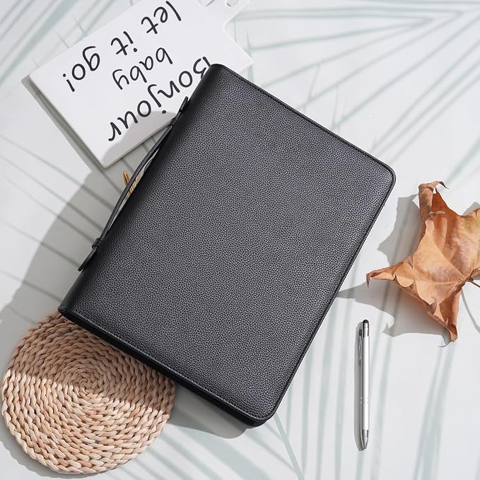 Wonderpool Travel Zippered Portfolio 3 Ring Binder A4 Padfolio Document Case - Image 2