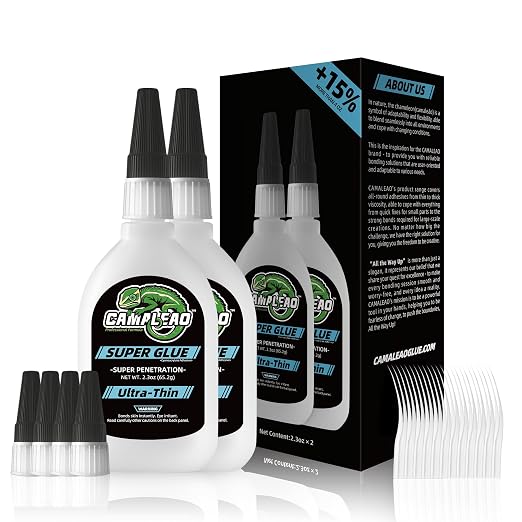 Ultra-Thin Super Glue Liquid Kit 4.6 oz, Fast Drying Clear Superglue by CAMALEAO