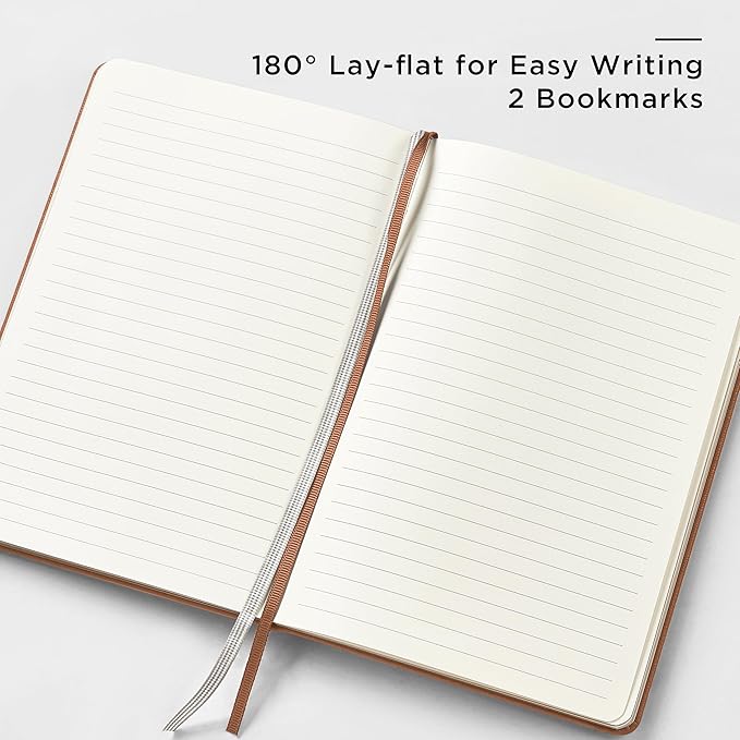 A5 Lined Leather Journal and Pen Set for Women&Men, Gift Box Included, Hardcover Notebook with 160 Pages 100GSM Thick Paper, for Work, Business, School or Home Writing(Light Brown)-DeskLoop Office