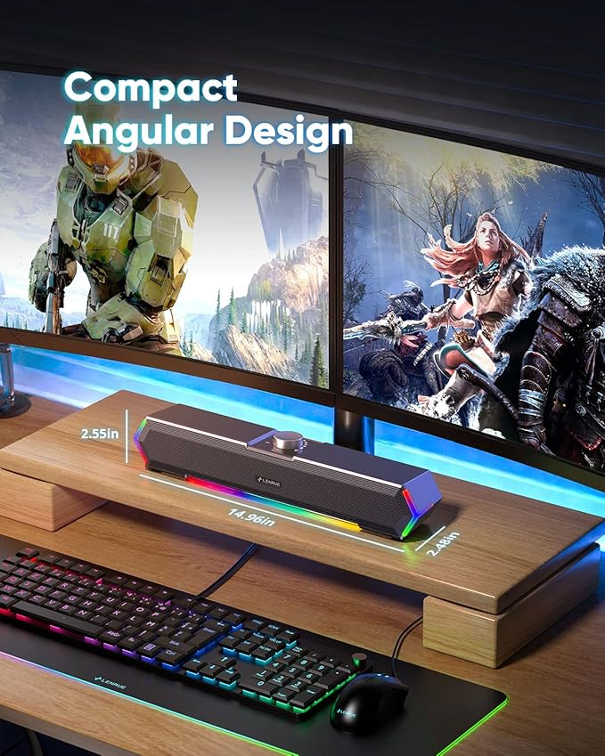 LENRUE G11 Computer Speakers for Desktop, Touch Lights PC Speakers - Image 4